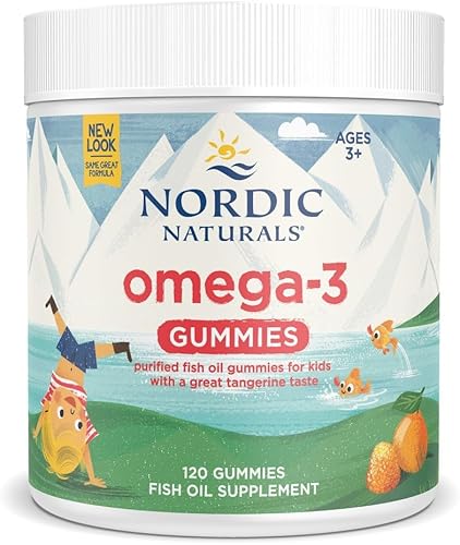 Nordic Naturals Gomitas Nordic Omega-3 mandarina 120 gomitas - 82 mg de omega-3 totales con EPA y DHA - Sin OMG 60 porciones