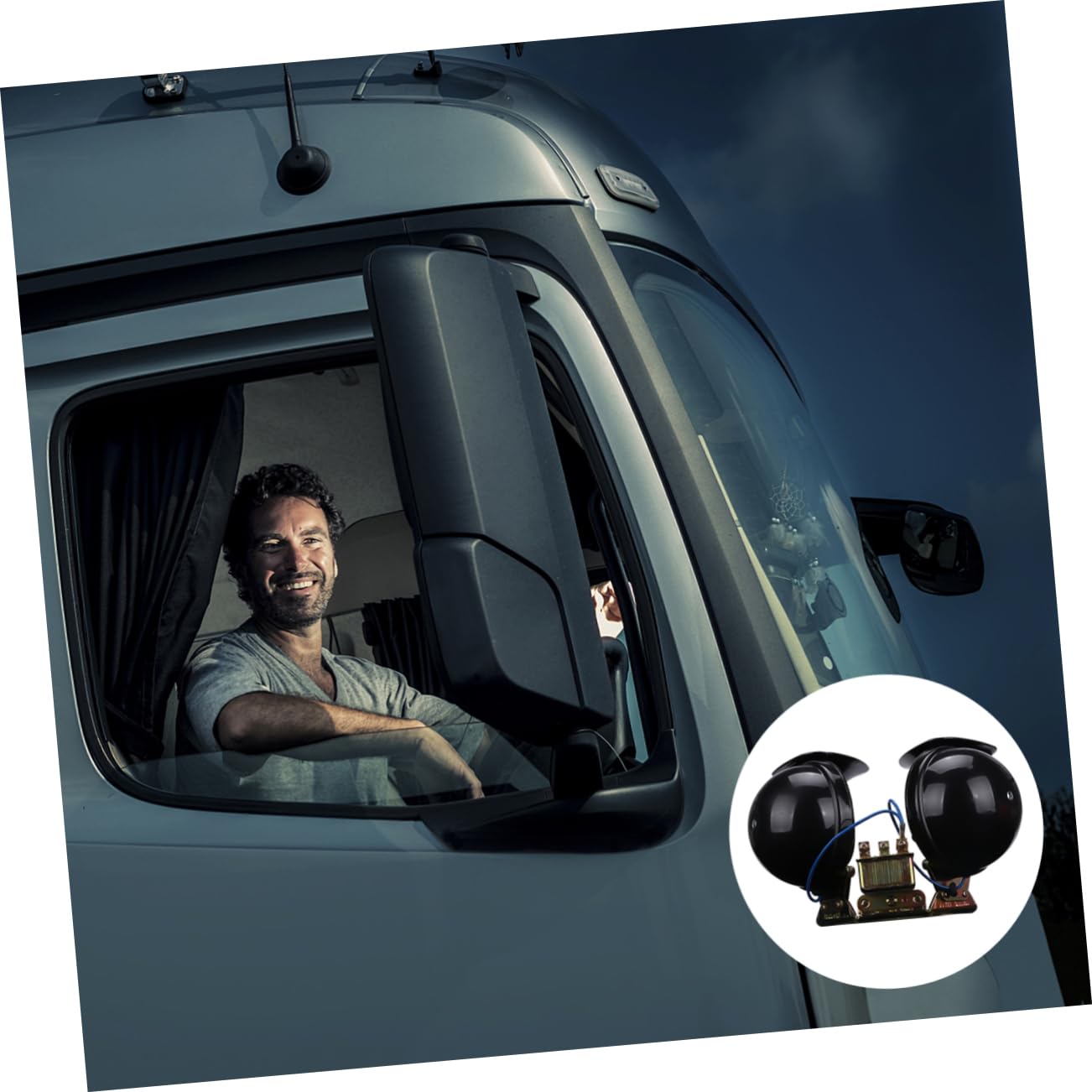 MAGICLULU Türkenhorn 12v Schneckenhorn Zweiklanghorn 2 Stück 12v Schwarz Kupfer Starke Durchdringung Warnfunktion für Auto und Lkw