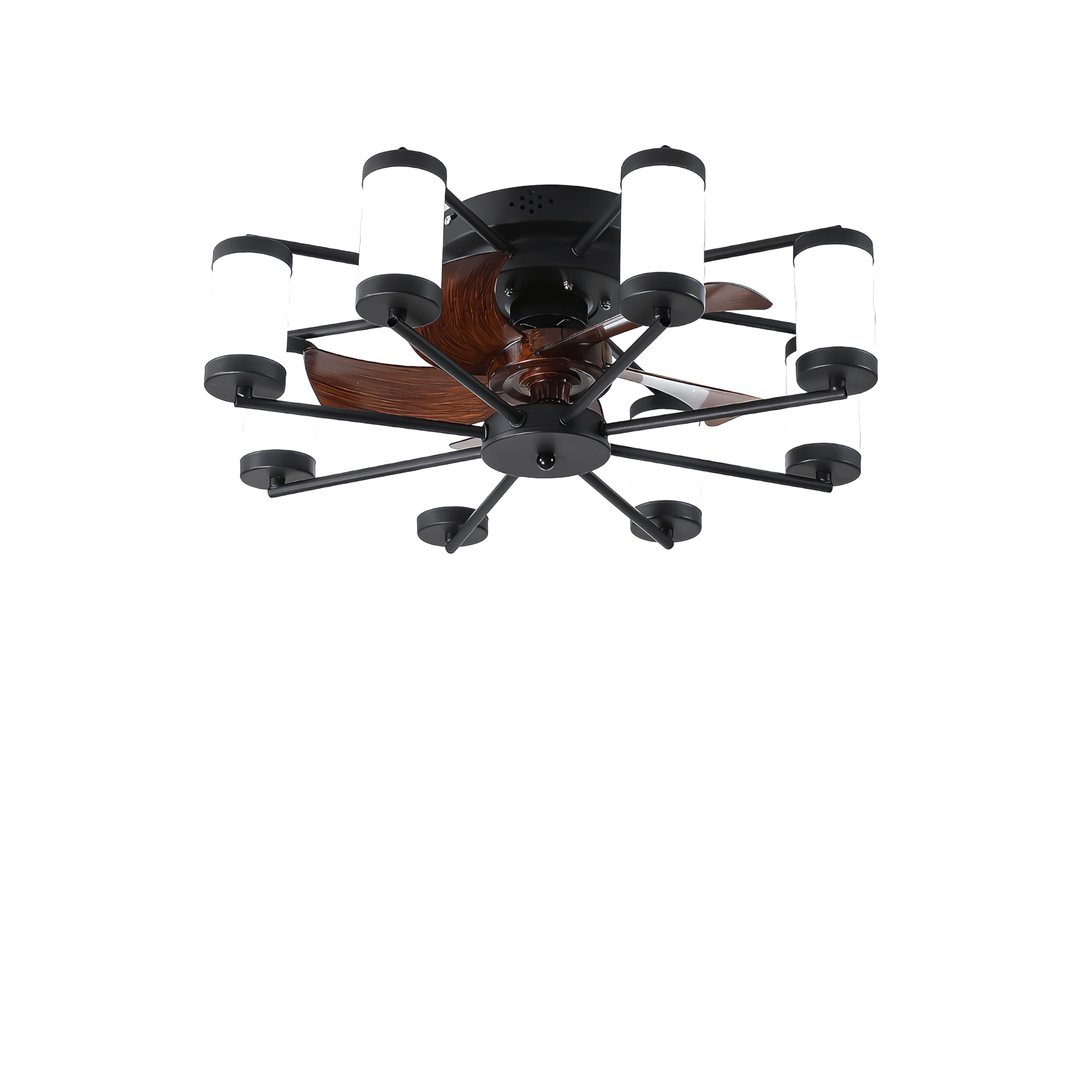 Photo 1 of Modern Ceiling Fan Light - Windmill-Shaped Flush Mount Ceiling Fan with Light and Remote (Black)