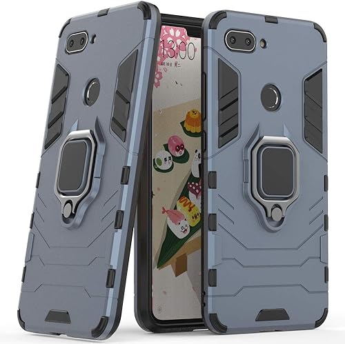Compatible con funda Xiaomi Mi 8 Lite, soporte de anillo de metal a prueba de golpes (funciona con soporte magnético para automóvil), cubierta