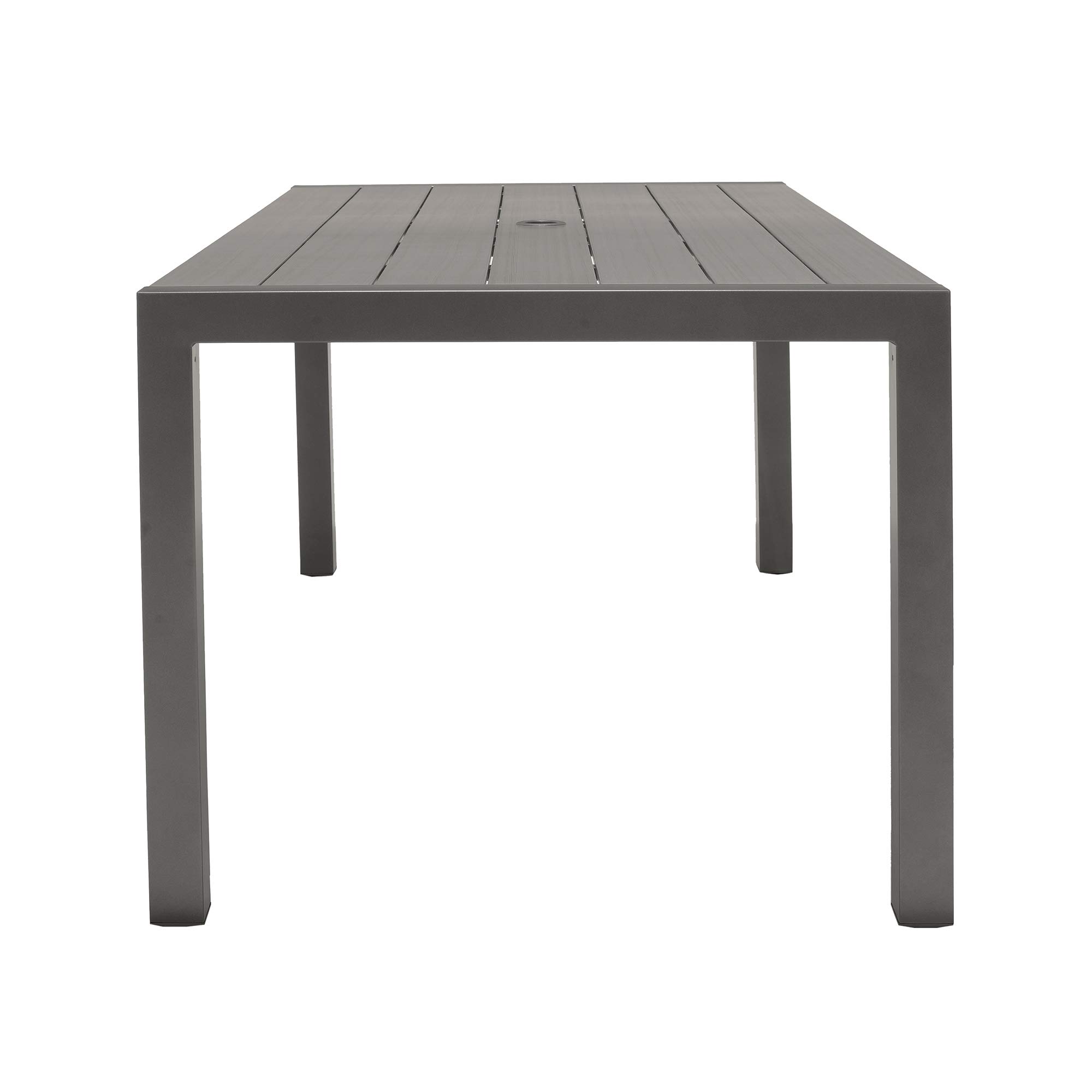 Amazon.com: Armen Living Solana Muebles de patio para interiores y  exteriores, mesa de comedor rectangular moderna de metal, aluminio gris  cosmos : Patio, Césped y Jardín