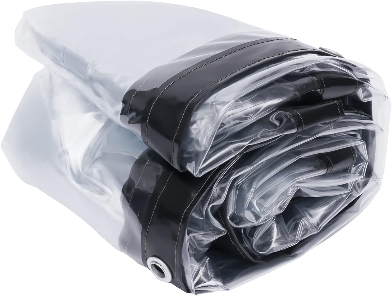 PVC Clear Tarp Heavy Duty Waterproof Vinyl Patio Enclosure Outdoor Curtain with Grommets for Covering Garden, Porch, Patio (Black, 8 * 10 Ft)