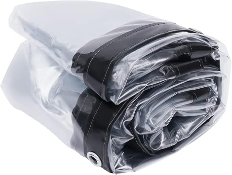 Outdoor Clear Tarp for Patio Waterproof, 8x10 FT PVC Outdoor Clear Tarp, Rainproof Dustproof Outdoor Clear Tarp Curtain with Rustproof Grommets for Pergola, Porch, Gazebos, 1 Panel, Black