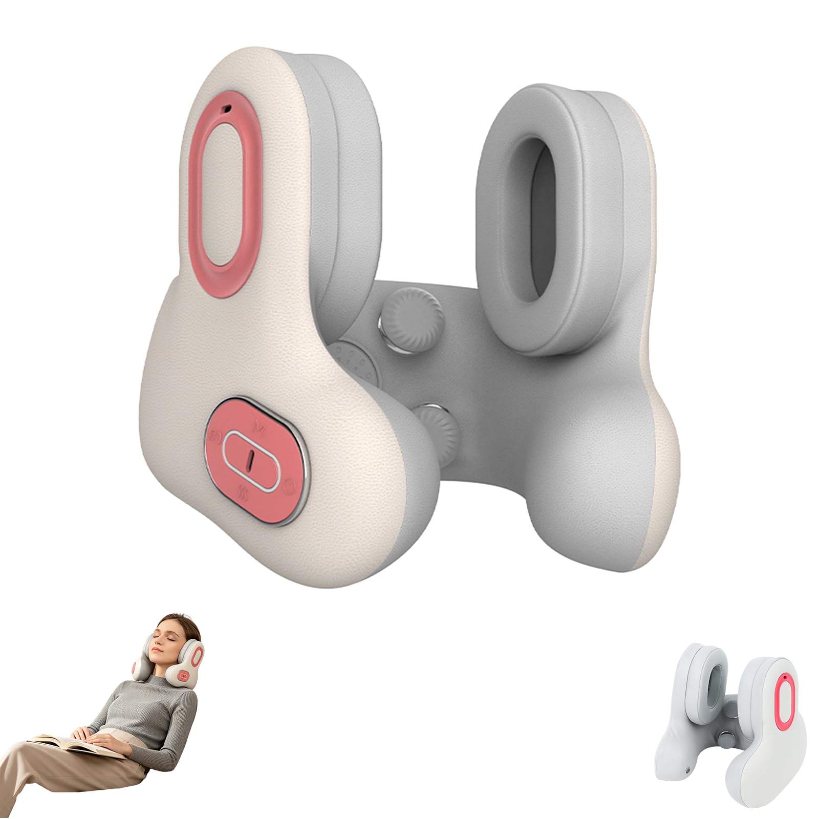 3 in 1 Reisekissen mit Bluetooth Lautsprecher, Memory Foam Nackenkissen mit Wärmefunktion und Vibrationsmassage, Ergonomisches Flugzeug Nackenkissen für Auto und Schlafen, Tragbares Reise Zubehör