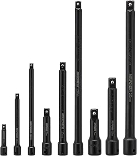 MIXPOWER 9-Piece Extension Bar Set, 1/4", 3/8" and 1/2" Drive Socket Extension, Premium Chrome Vanadium Steel with Black Phosphate Finish, Engineered for Impact Drivers
