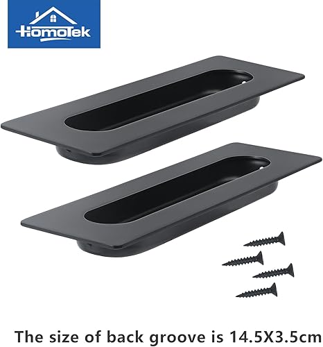 Miniatura 5 de HOMOTEK Paquete de 2 tiradores de puerta corrediza empotrados de 7.087 in, tiradores de dedos empotrados para manijas de puerta corrediza de