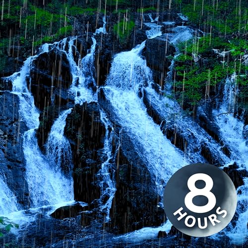 Waterfall & Rain Noise for Sleeping | 8 Hours