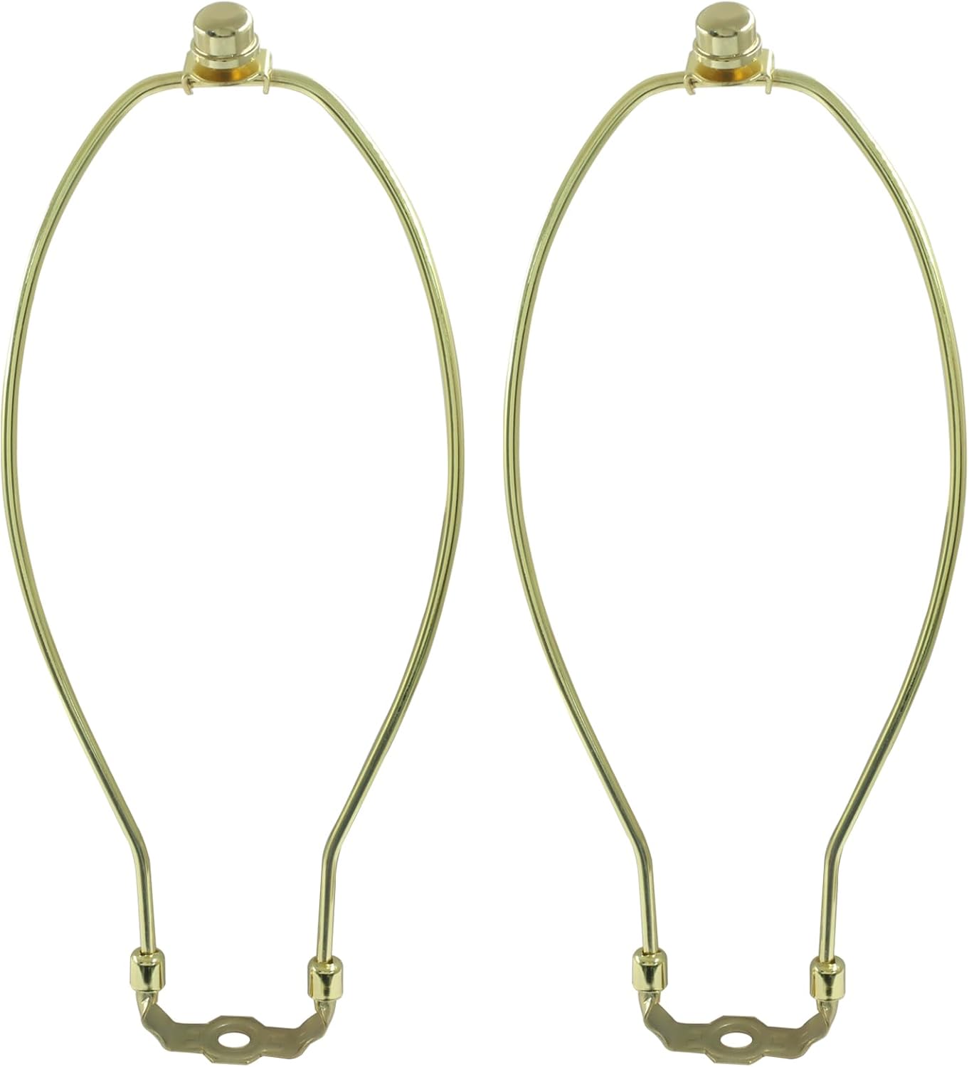 12 Inch Heavy Duty Lamp Harps, 2 Set Detachable Shade Holder with Standard Saddle & Finials for Table, Floor Lamps (Polished Brass)