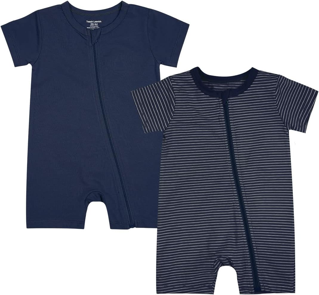 Baby Boys or Girls 2 Pack Pajamas Cotton Short Sleeve Zipper Romper Jumpsuits Sleep and Play 3-24 Months …