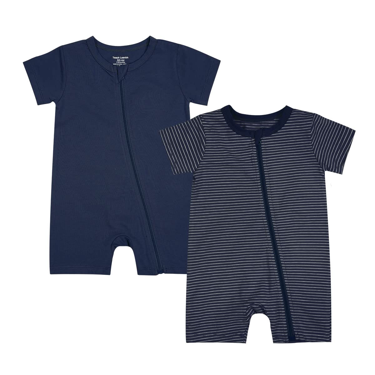 Teach Leanbh Baby Boys or Girls 2 Pack Pajamas Cotton Short Sleeve Zipper Romper Jumpsuits Sleep and Play 3-24 Months …