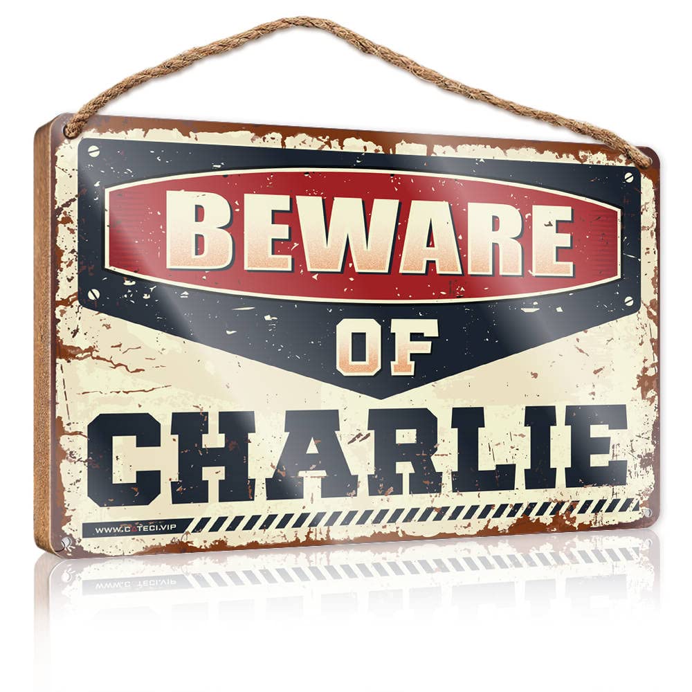 DTHA Office Sign For Door Wood Beware Of Charlie Wooden Sign Holiday Porch Sign Funny Bathroom Decor(15X28CM)