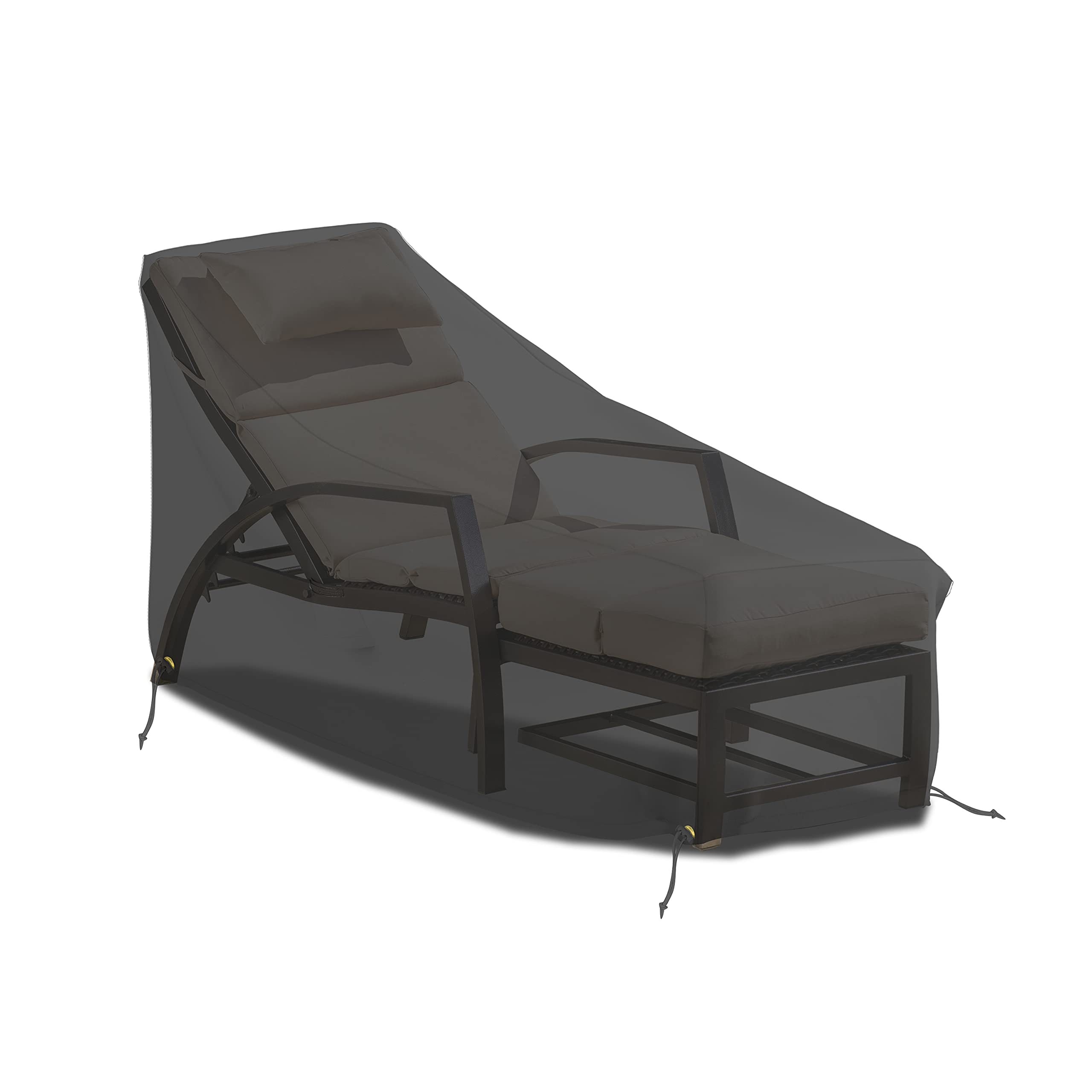 Funda para tumbona de patio, impermeable, 12 onzas, 100% resistente a la intemperie, cubierta de PVC con bolsillos de aire y cordón para un ajuste cómodo (66 W x 28 D x 30 H, negro)