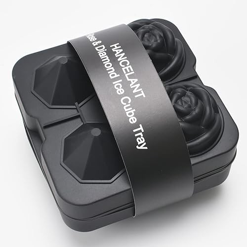 Miniatura 7 de HANCELANT - Bandeja para cubitos de hielo, moldes para cubitos de hielo de 2.5 pulgadas, rosa de silicona de 2 cavidades y 2 bolas de hielo de