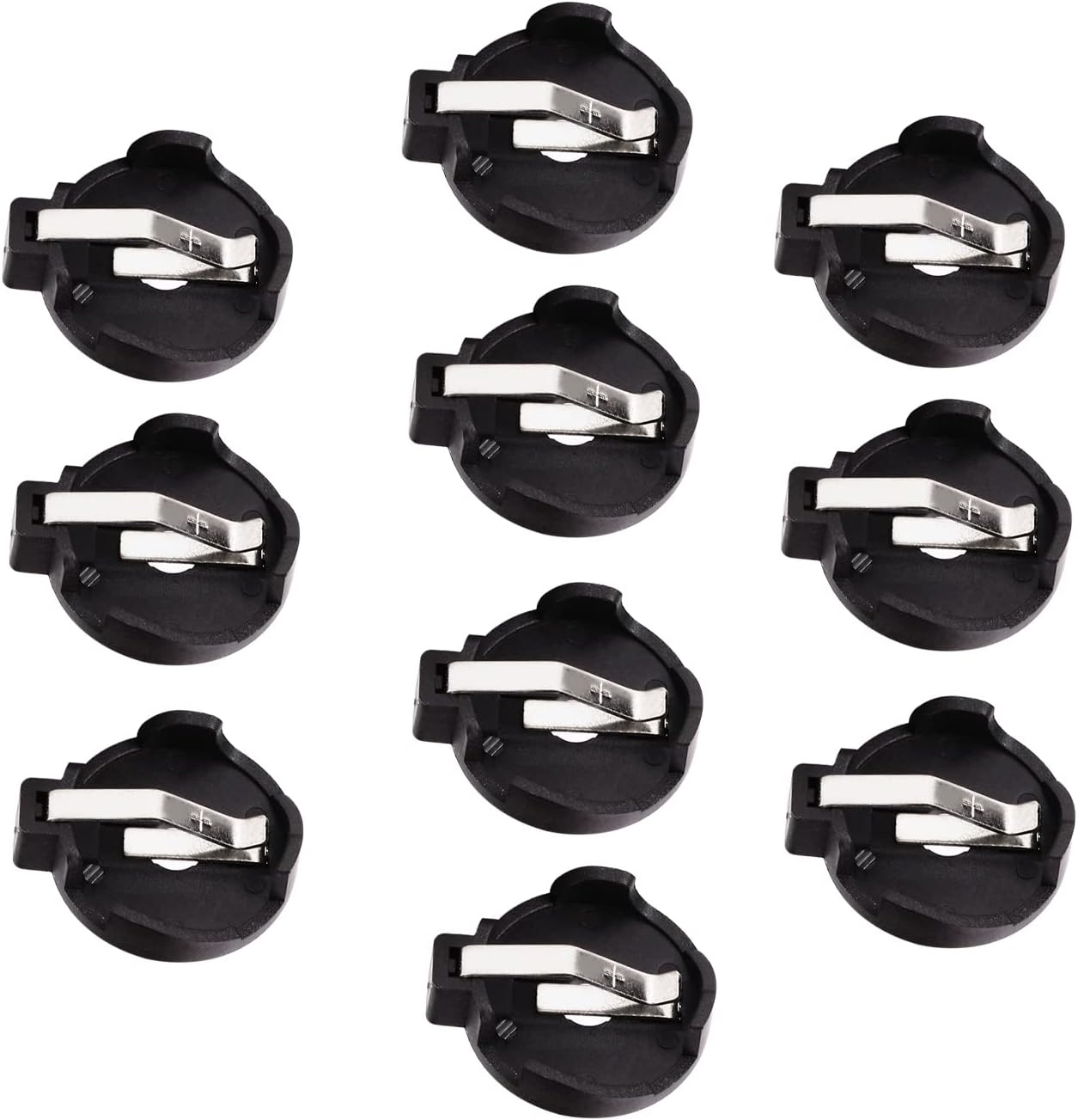 Fielect 10Pcs CR2032 Horizontal Coin Button Battery Holder Black