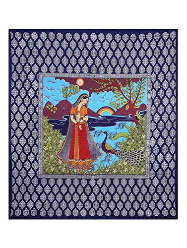 Image of UNIBLISS 100% Cotton Rajasthani Jaipuri Traditional Floral King Size Double Bed Bedsheet with 2 Pillow Covers - (Multicolor Bedsheets009)