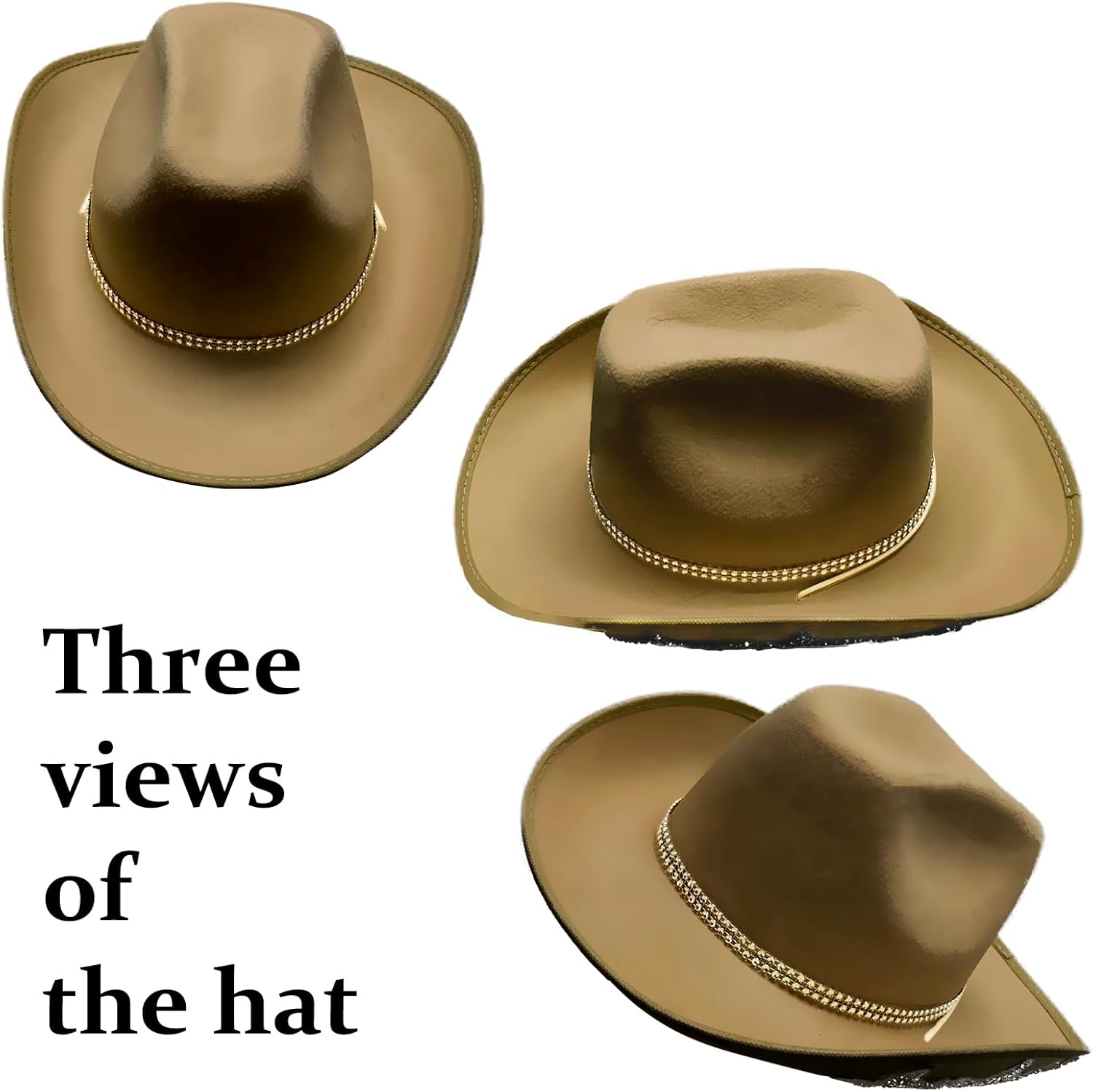 Cowboy Hats with 6 Sequins Stars & Tiara Belt for Women Rodeo Party Hats with Heart Shaped Sunglasses - Image 4