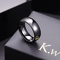 Vista 20 de King Will Alianza de boda de carburo de tungsteno para hombres y mujeres, anillos de promesa para parejas abovedados de alto pulido Plata-8 mm.
