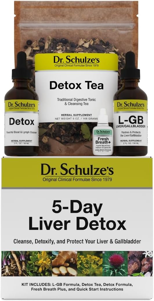 Dr. Schulze's 5-Day Liver Detox - 5-Day Liver Cleanse Kit - Supports Healthy Digestion & Energy - Gallbladder Cleanse - Plant-Based Ingredients - Gluten-Free & Vegan