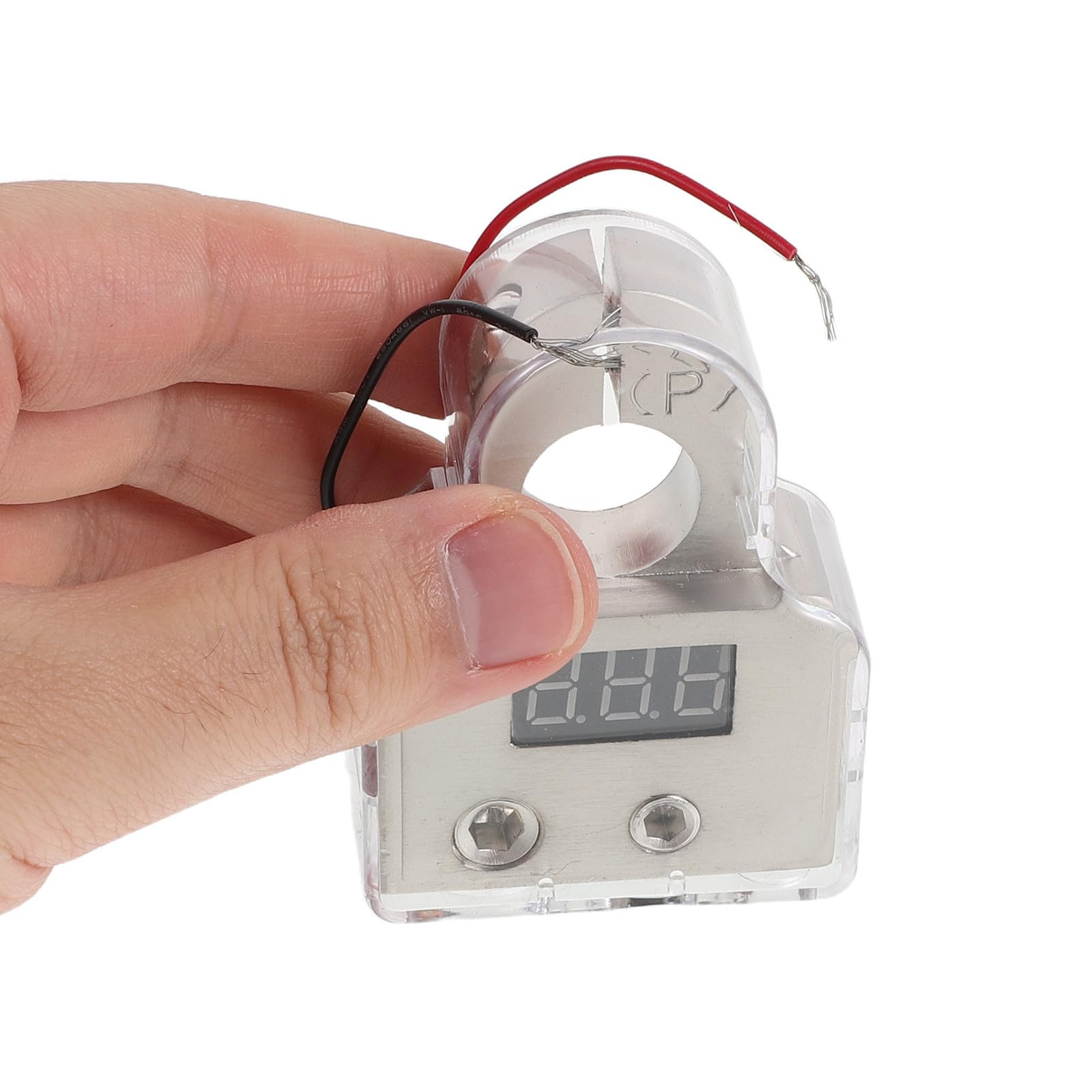 Kfz Batterieklemmen mit Voltmeter Anzeige, 2 Stück, Silber