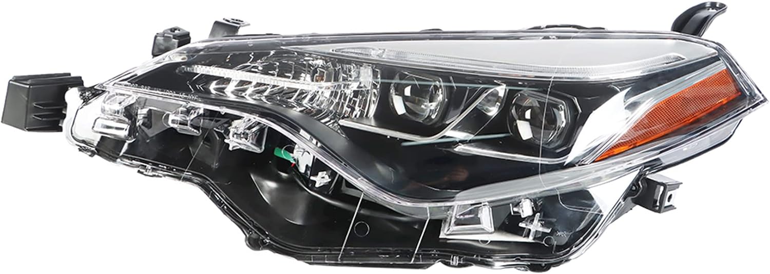 Left Halogen Projector Headlight Headlamp Assembly Replacement for 2017 2018 2019 Corolla SE XLE XSE Sedan