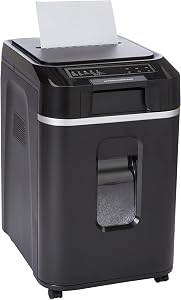 Amazon Basics 200-Sheet Auto Feed Micro-Cut Paper Shredder with Pullout Basket(Previously AmazonCommercial Brand)