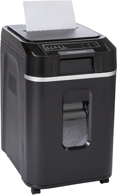 Amazon Basics 200-Sheet Auto Feed Micro-Cut Paper Shredder with Pullout Basket(Previously AmazonCommercial Brand)