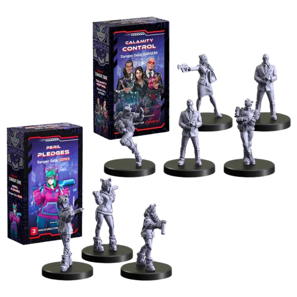 Monster Fight Club Cyberpunk Red Combat Zone Miniatures Bundle: Danger Gals - Calamity Control Gangers and Peril Pledges Gonks (2 Items)