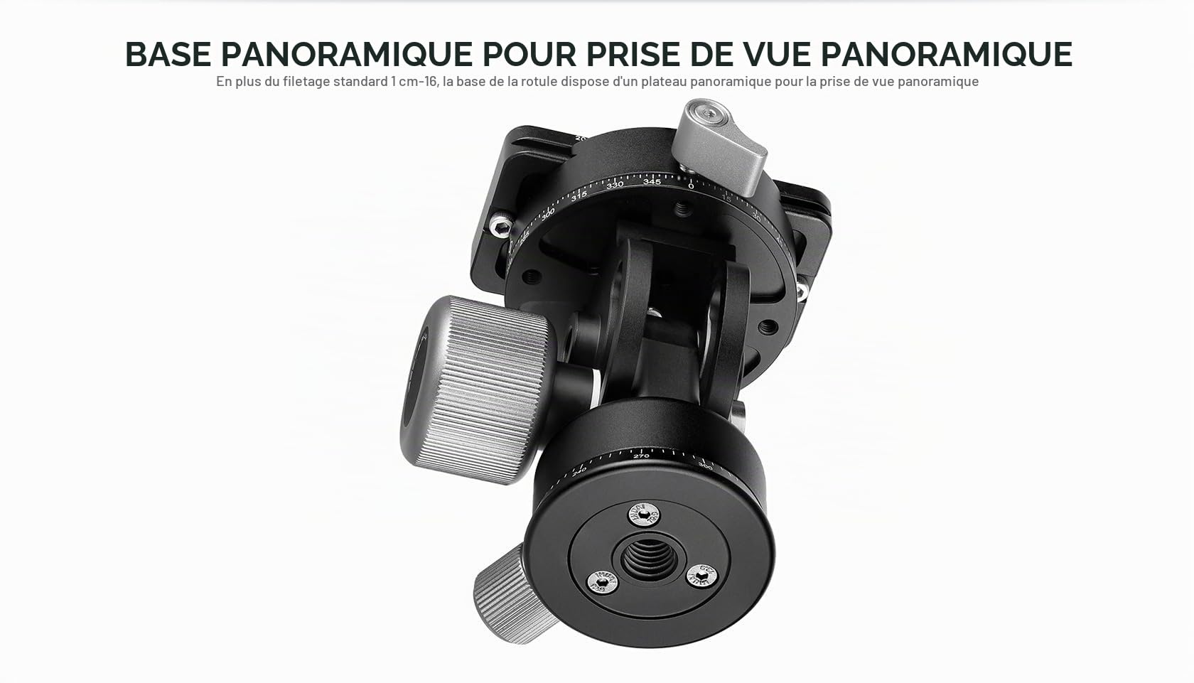 Leofoto - Tête de Monopode - Se Monte sur des plaques de trépieds de 48 mm de diamètre avec Une Connexion filetée 3/8" - Poids de Charge: 12 kg - VH-20