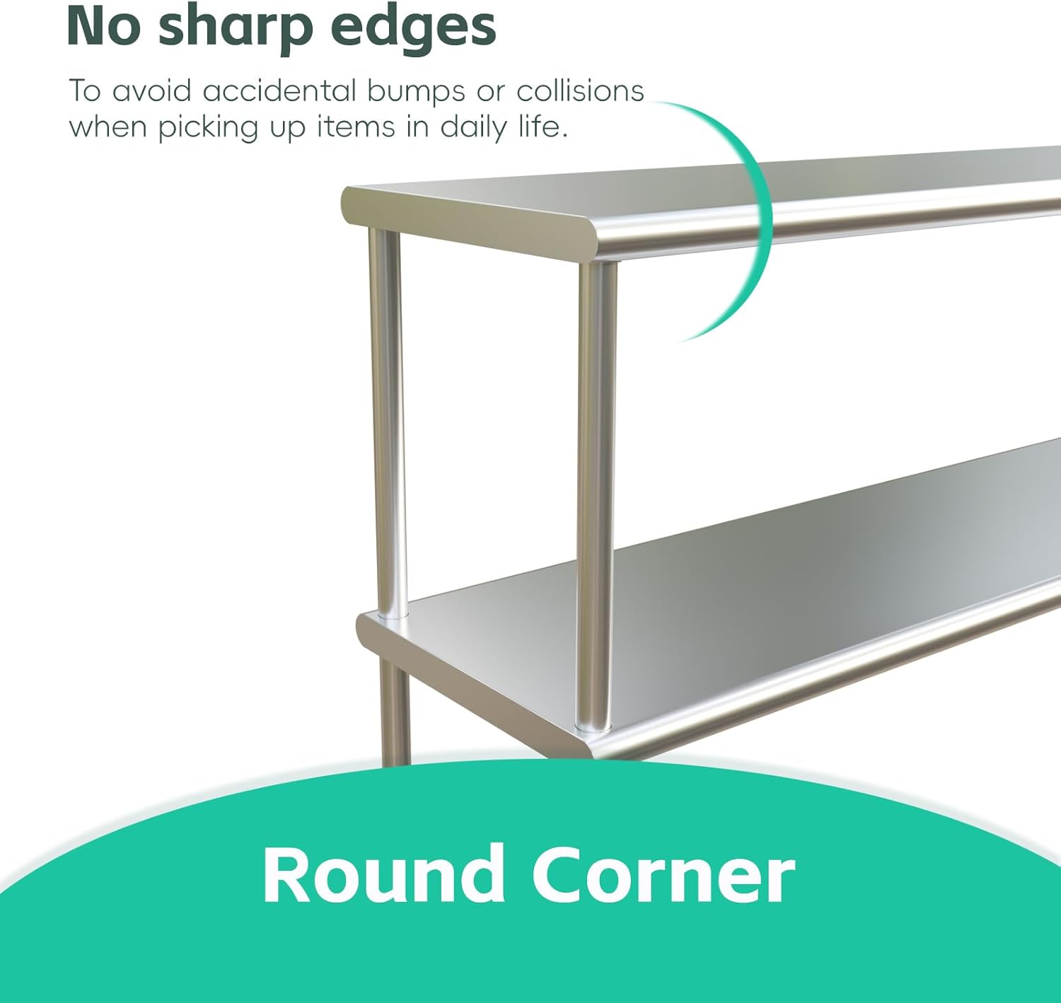 STABLEINK NSF Stainless Steel Double Overshelf for Prep & Work Table 12x36 Inches, 2 Tier Rack Shelves for Commercial Restaurant, Home Kitchen, Laundry and Garage