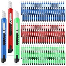 Lasnten 200 Pcs Box Cutter Utility Knife Small Retractable 9mm Wide Snap off Blade Knife Plastic Compact Box Opener with Sliding Lock Tools for Home Office Arts Crafts, 3 Colors