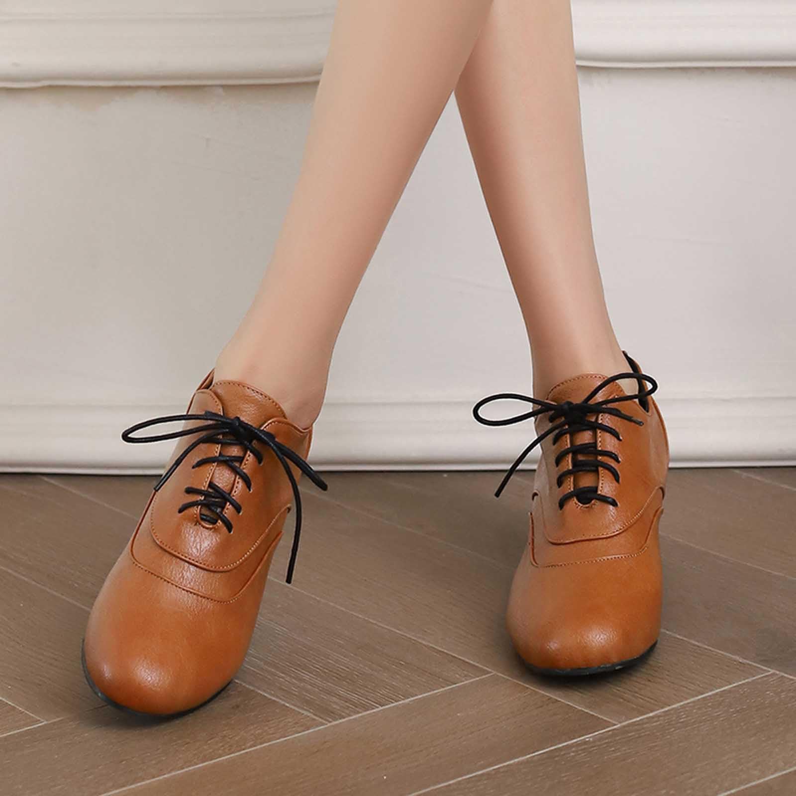 Generisch 2026, stivaletti da donna con lacci, scarpe casual da infilare, tacco grosso, comodi, antiscivolo, durevoli, per l'uso quotidiano