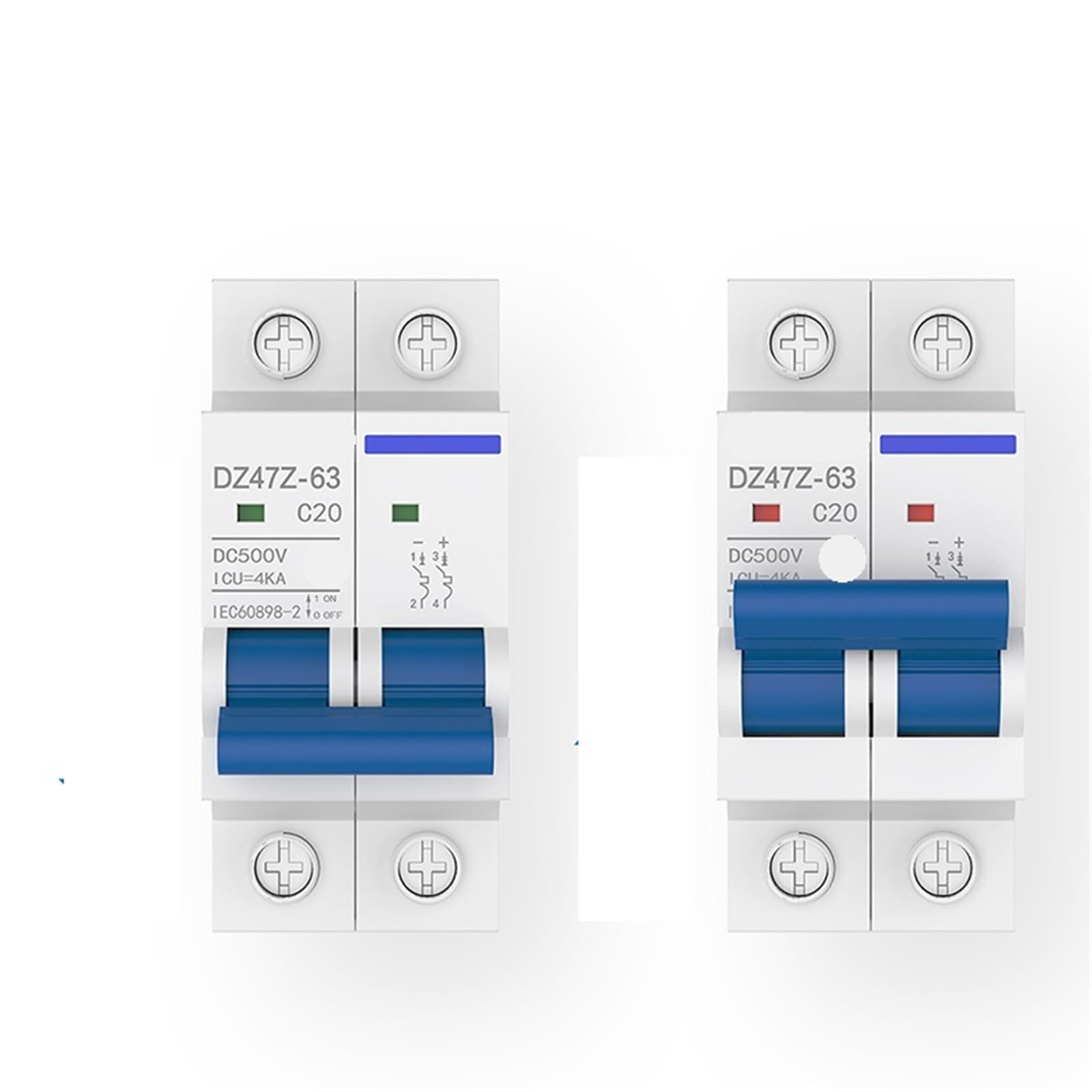 DC Miniature Circuit Breaker 2Pole 500V Thermal Magnetic Trip Din Rail Mount Switch 1Pcs(40A)