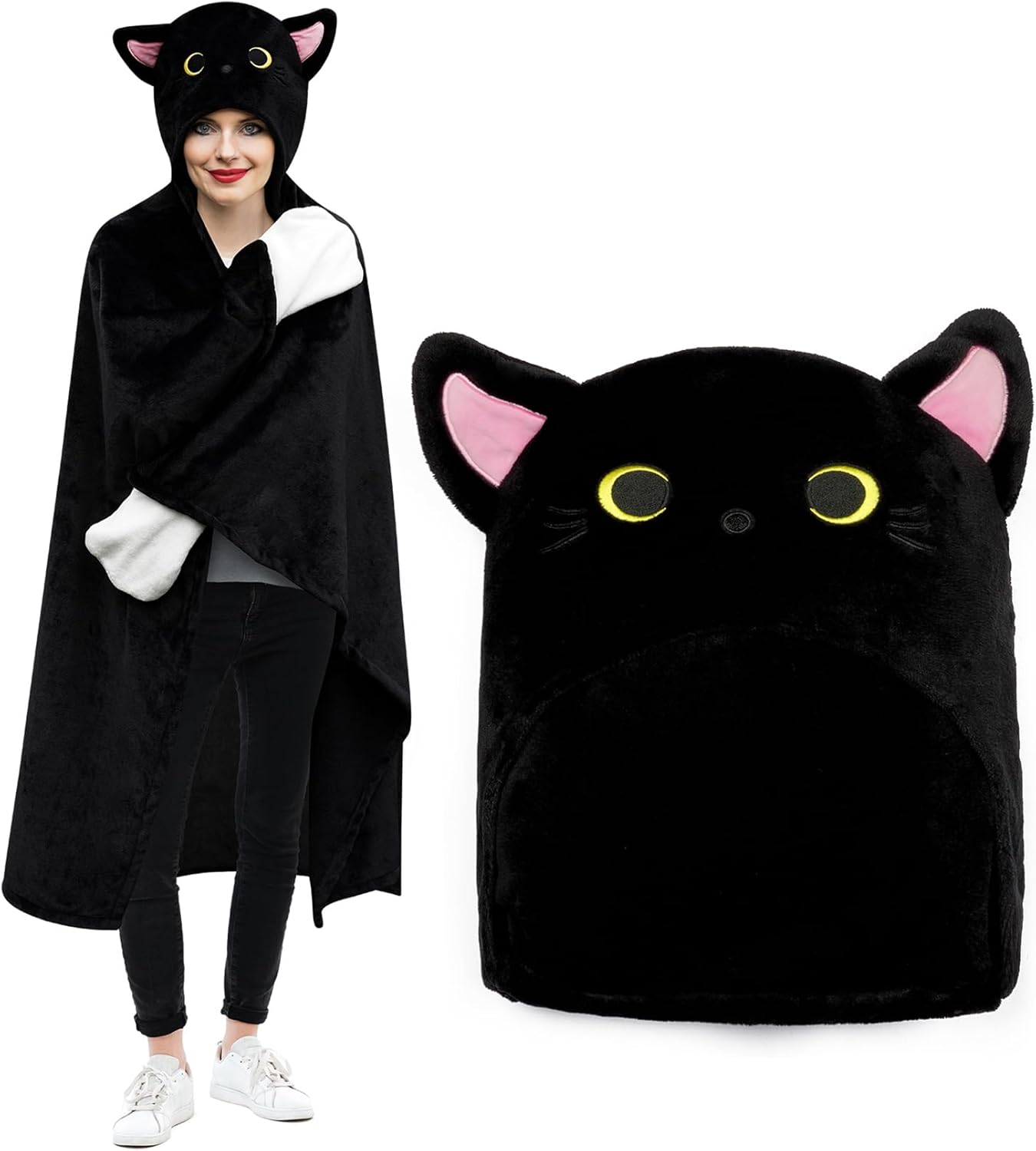 Wearable Hooded Blanket, Soft Hooded Cloak Hoodie Blanket for Women, Adults, Hoodie Blankets Gifts for Mother's Day