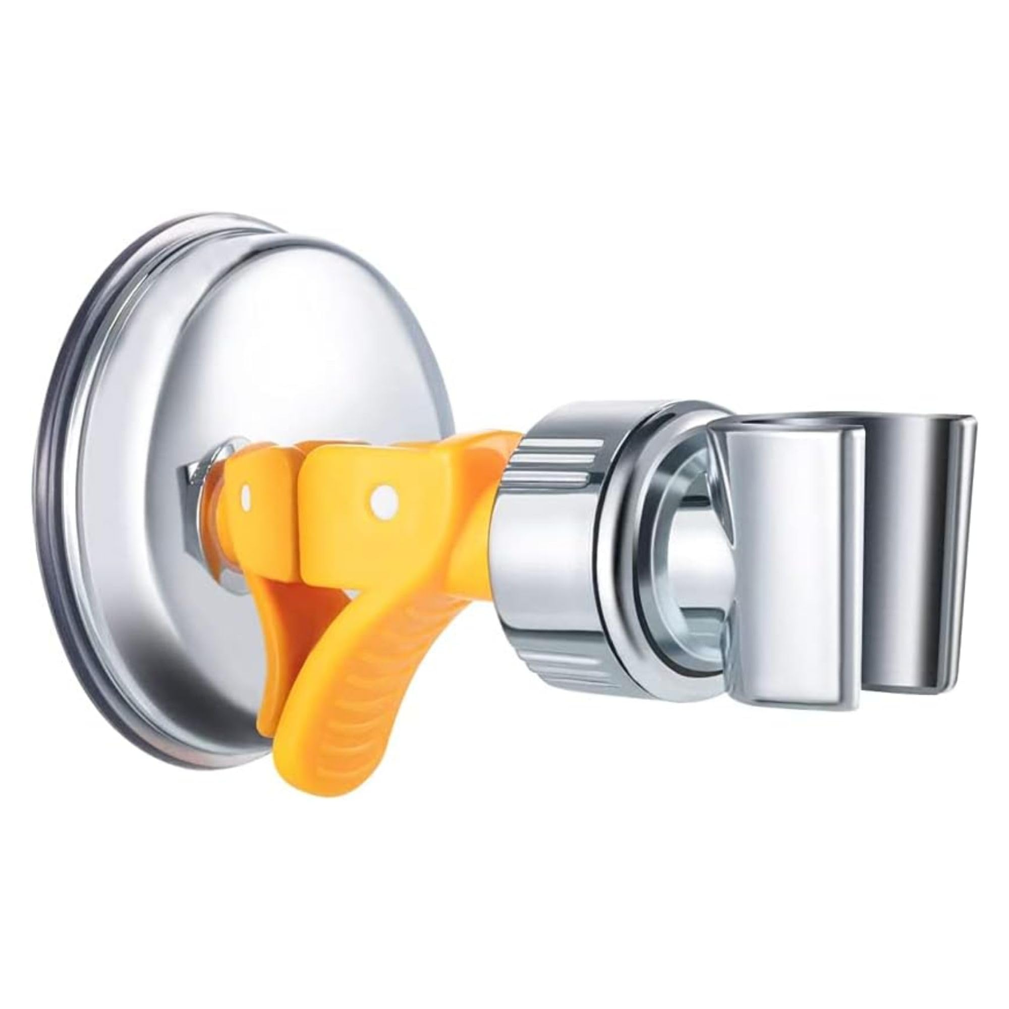 Ara Choice Chrome - (Orange Clip) Adjustable Shower Head Holder | No-Drill Suction Cup Shower Bracket Sprayer Holder | Chrome Polished 360° Rotatable Showerhead Bracket | Shower Mount Holder For Bathroom (Chrome - (Orange Clip))