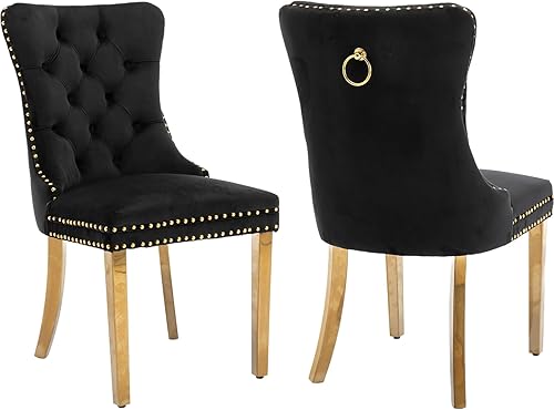 Miniatura 42 de Juego de 4 Sillas de Comedor Modernas de Mediados de Siglo, Tapizadas en Terciopelo Beige con Espuma Rellena, para Cocina y Comedor, con Patas de