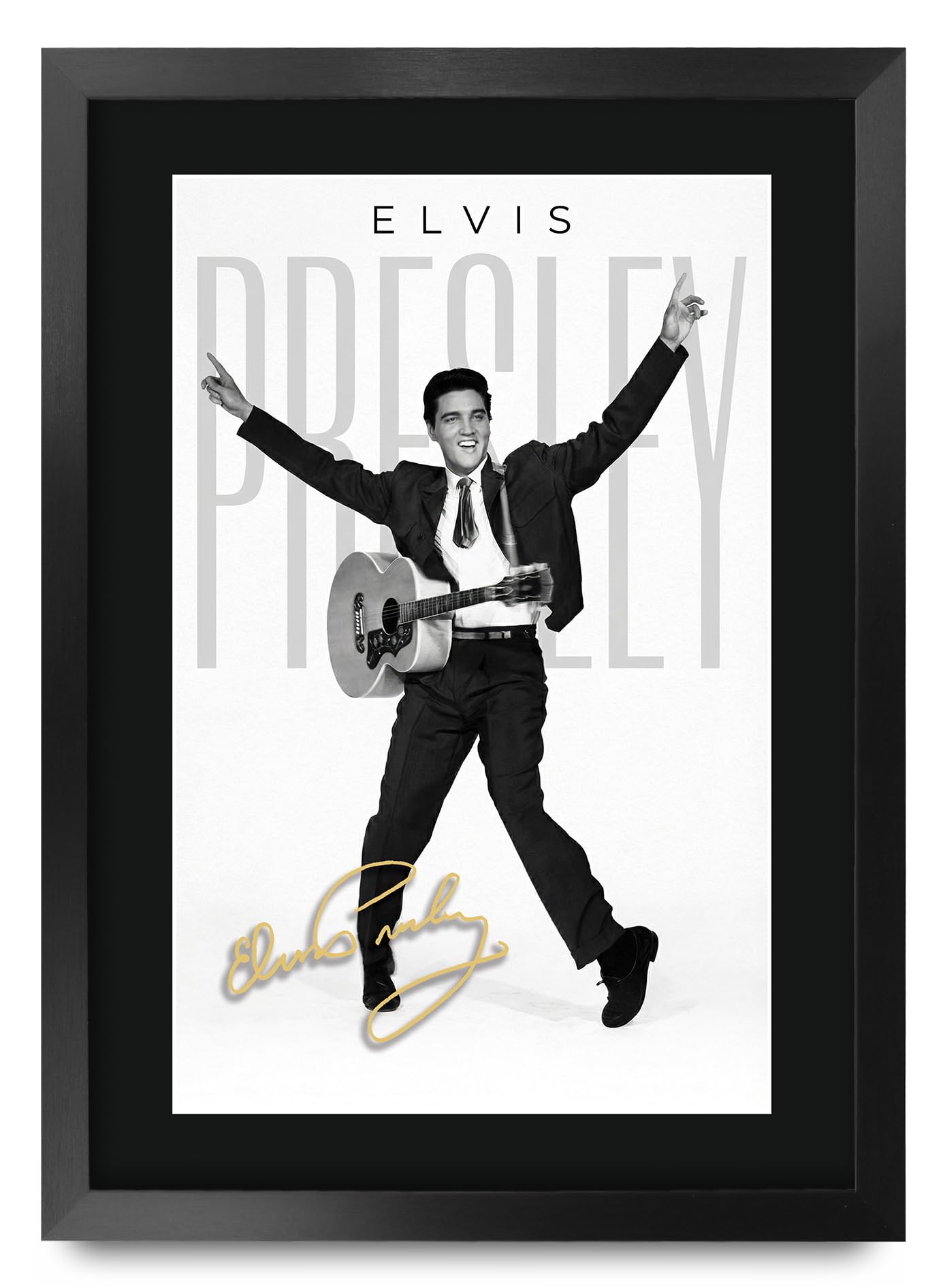 HWC Trading Elvis Presley Music Gifts Printed Signed Autograph Picture for Music Memorabilia Fans (ID-000179) - A3 Framed โ image 1