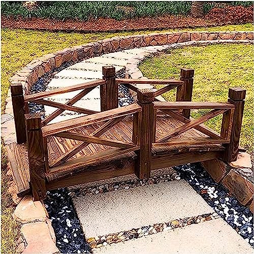 UZAMIRLEX Puente de jardín de Madera, Puente de Arco de Madera for jardín, for Patio, Granja, Pasarela, decoración paisajística, 1,4 Metros con 2 barandillas Laterales