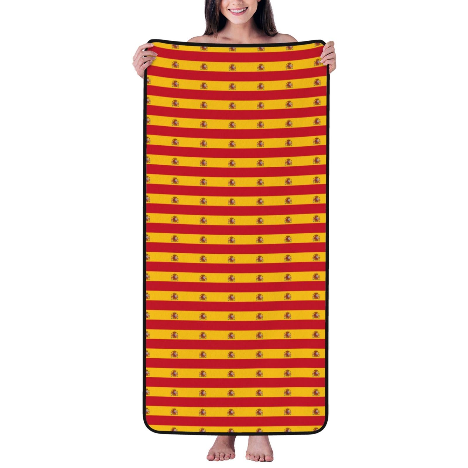pojknbv Spanish Flag Print Comfortable Coral Velvet Bath Towel Home Bathroom Hotel Spa Beach Travel Holidays