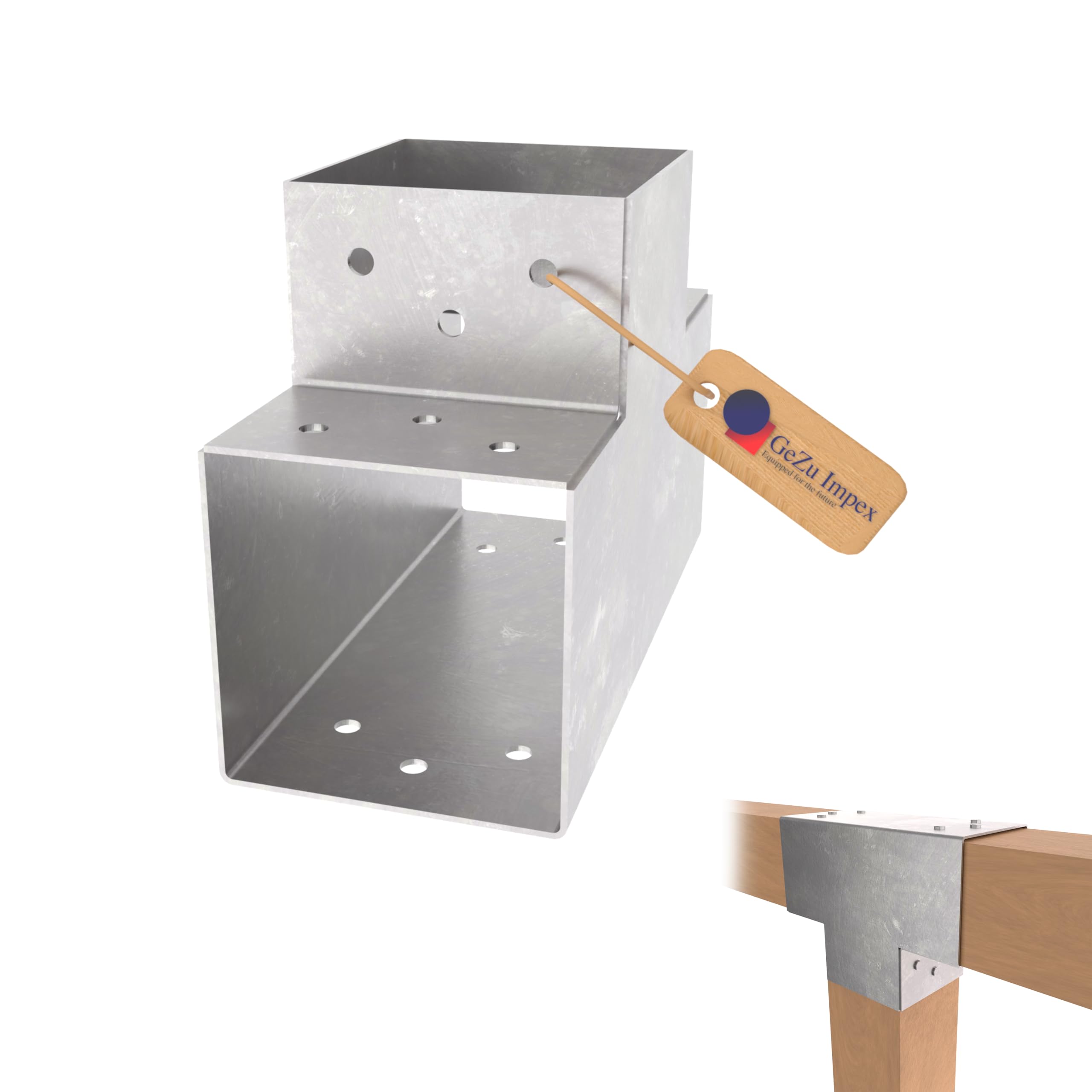 GeZu Impex Post Connector 91 x 91 mm Hot Dip Galvanised pergola Pavilion Brackets