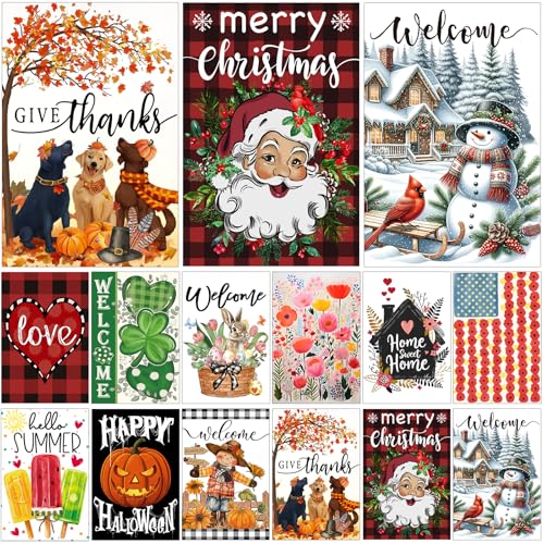 Yileqi Seasonal Garden Flag Set of 12 Double Sided 12 x...