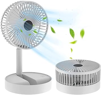 Eyvyn Powerful Rechargeable High Speed Table Desk Fan for Home, Table Fan with Strong Airflow Quiet Operation Portable Pedestal Fan Speed Adjustable Fan (Round Telescop)
