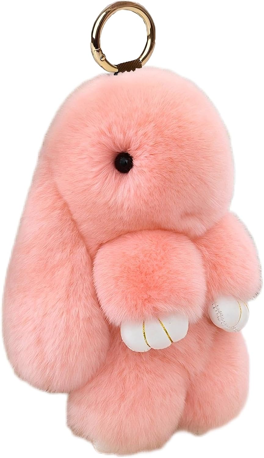 Fluffy Bunny Keychain Plush Lulu Bunny Keychain for Women, Soft Rabbit Cute Bag Charms for Easter Birthday Gift