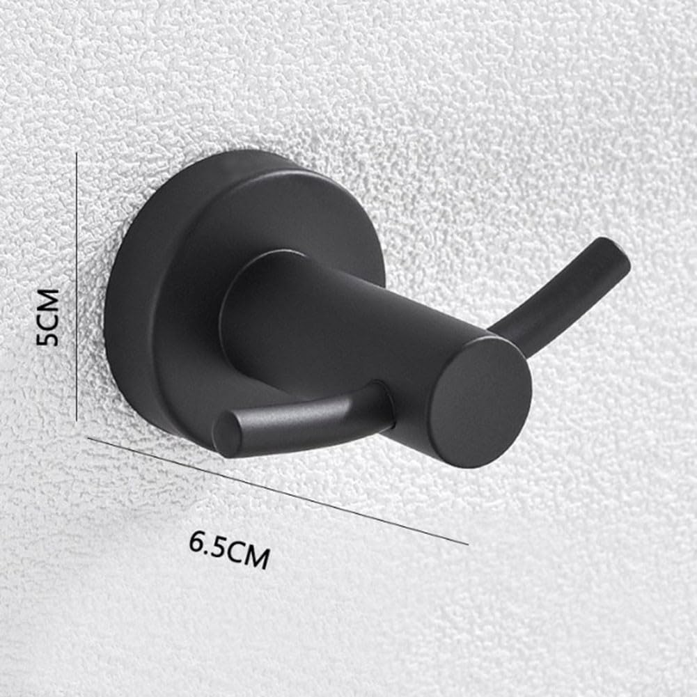 Black Steel Wall Hook, 304 Heavy Duty Coat Rack Bathroom Kitchen, Modern Robe Towel Key Hanger, Nail Installation, 2 Pack(Black)