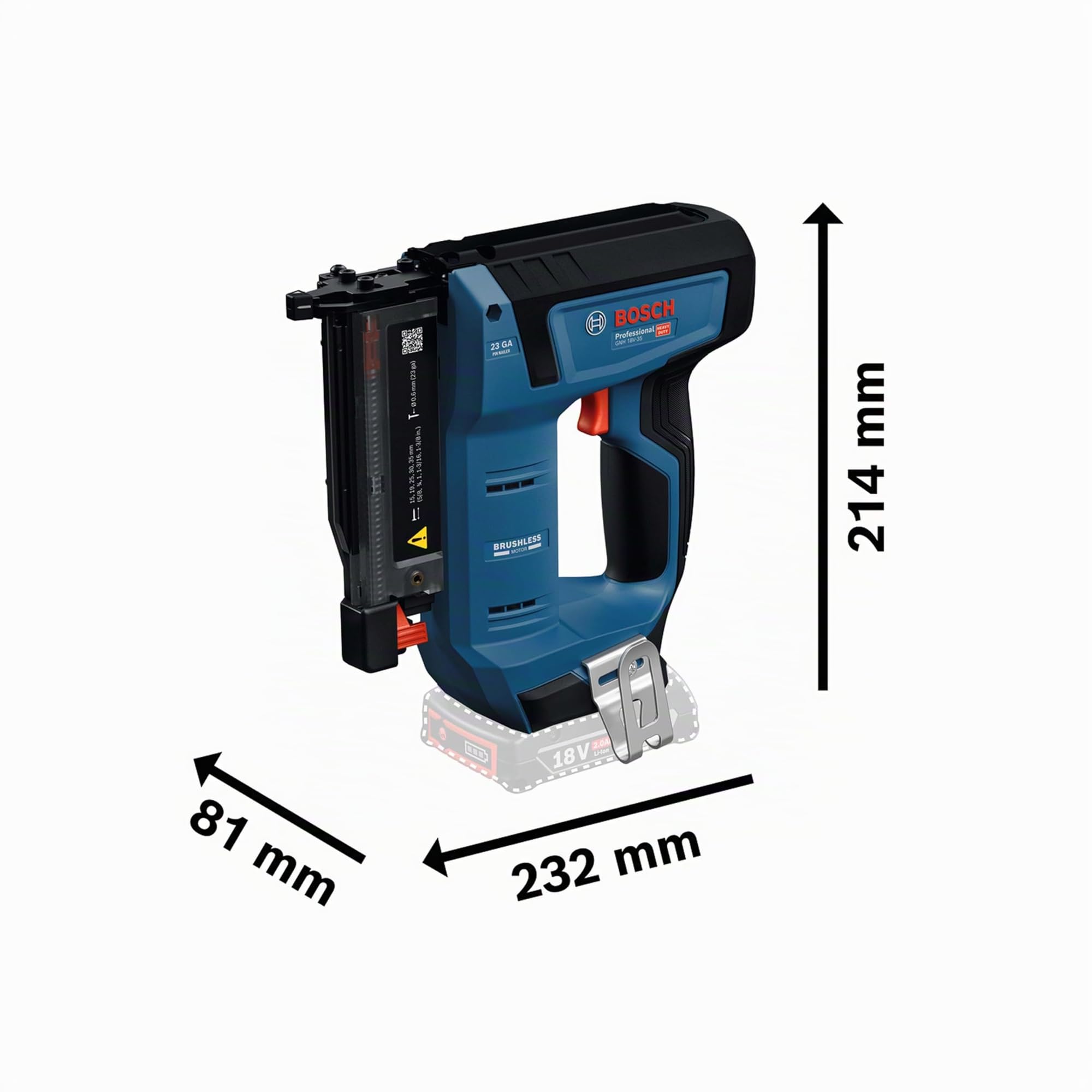 Bosch Professional 18V System cloueur à bois sans-fil GNH 18V-35 (faible recul, moteur sans charbons, avec crochet de ceinture, L-BOXX 136)