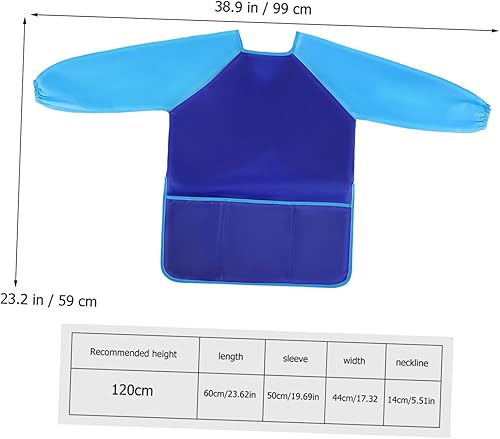 Miniatura 2 de 2Pcs Artist Apron Long Sleeve Painting Smock with Pocket for Ages Reusable Bib for Creative Mess Art Activities