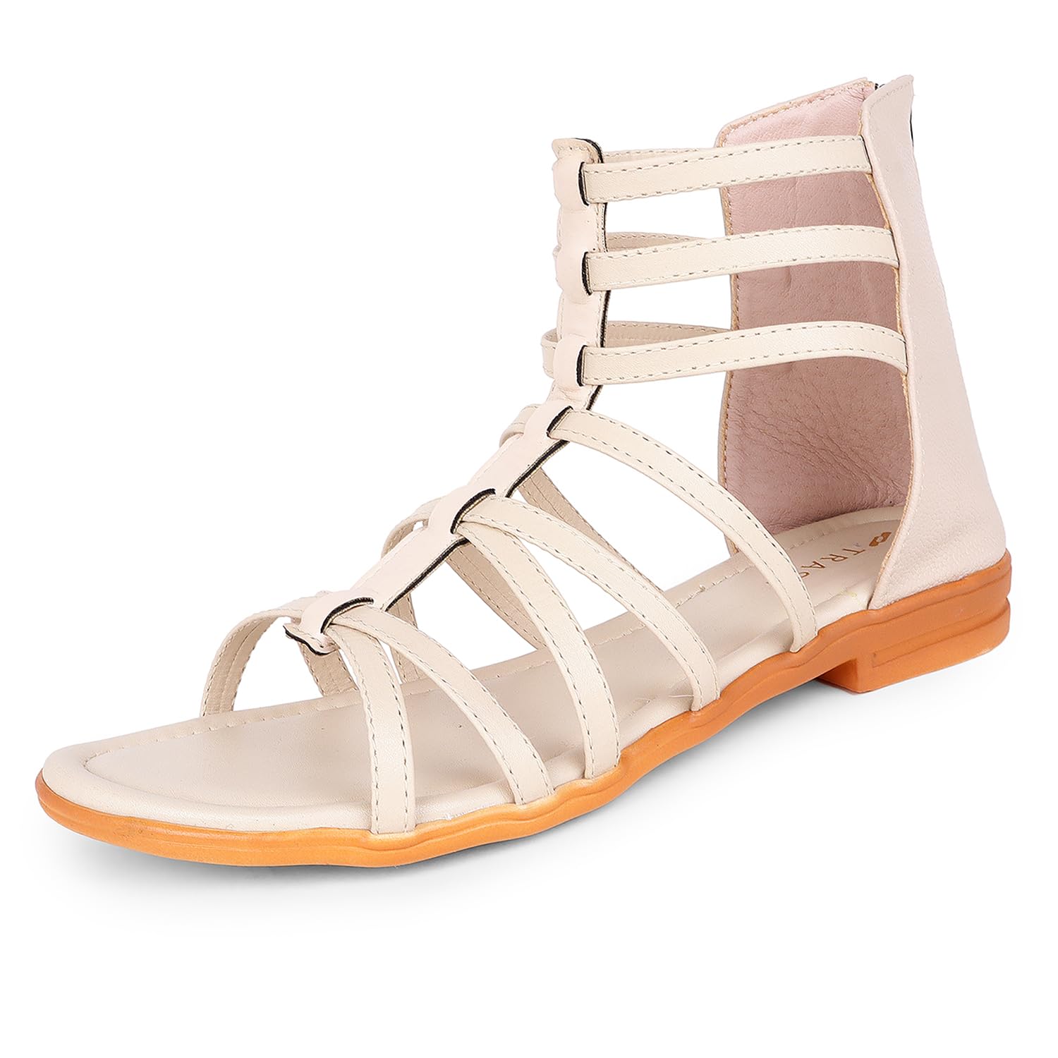 TRASE Flats Gladiator Women Sandals | Zip Closure High-Tops Sandals For Women | Stylish & Comfortable | College, Office, Shopping & Outdoor