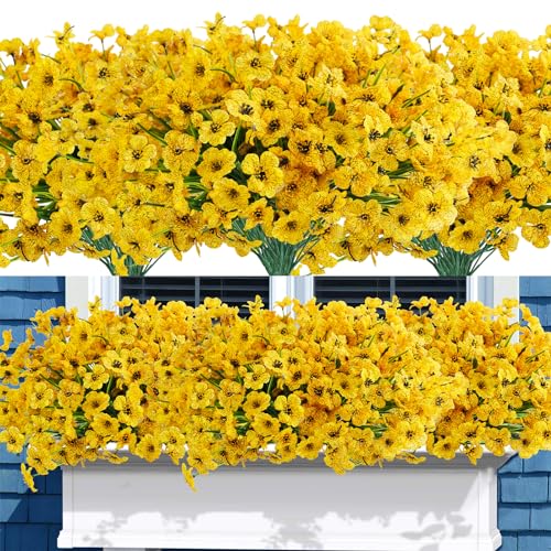 Uieke 16PCS Artificial Flowers for Outdoors UV Resistant No Fade...