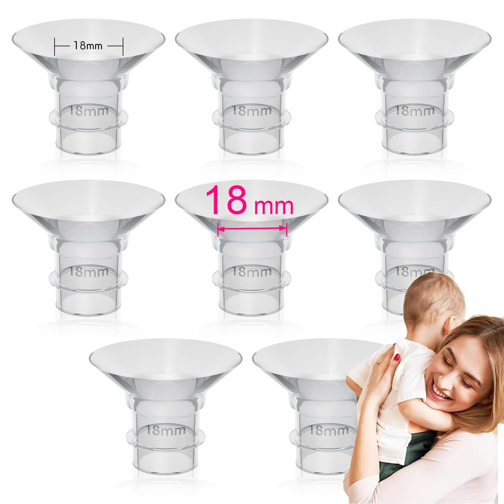 18mm Flange Insert Compatible with 24mm Flange/Shield of Breast Pumps, for Momcozy S9 Pro S10 S12 Pro Medela Spectra Elvie Stride TSRETE S18 S21 S23 Bellababy kmaier NCVI MomMed BIOBOO