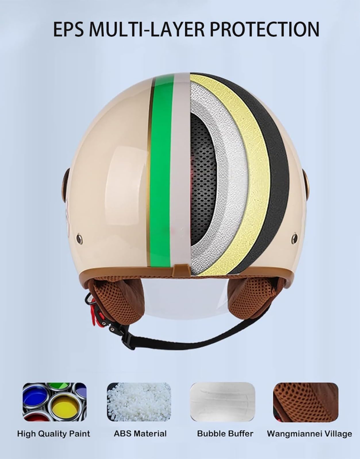 Casco Jet Moto con Doppia Visiera, Casco Moto 3/4, Casco Jet Stile Vintage retrò, ECE/DOT Certification, per Biciclette Cruiser Scooter Adulti Uomini Donne J,Medium