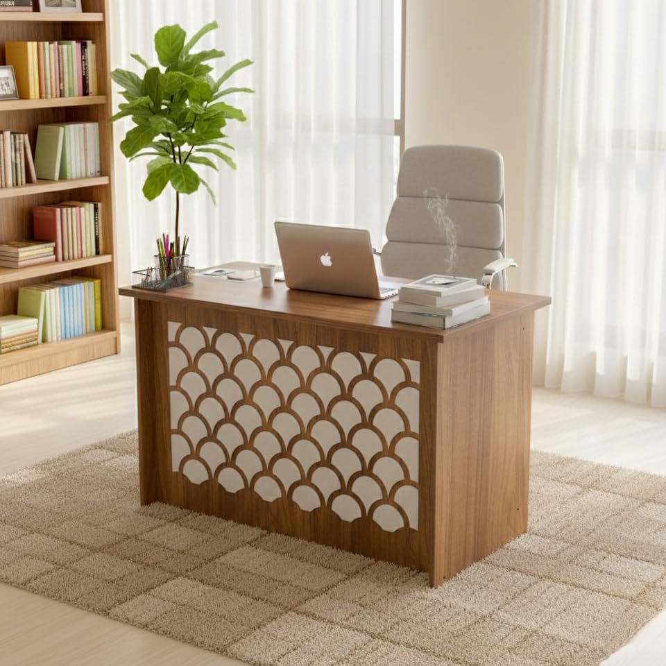 NEUDOT AHA Engineered Wood Study Table | Computer Table | Office Desk | Multi-Purpose Study Table | Computer Table for Students | Office Table | 12 Months Warranty | Leon Teak Finish